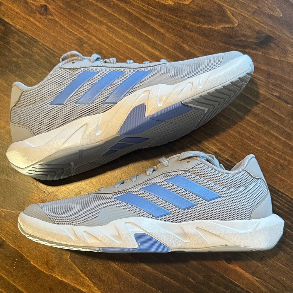 Adidas Light Gray and Blue Athletic Shoes